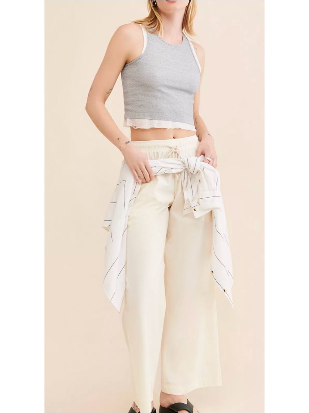 Wide Leg Cream Women’s Pants